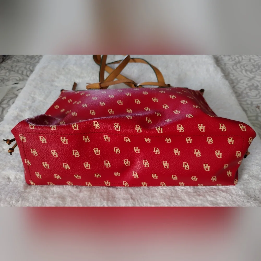 Dooney & Burke Red Signature Coated Canvas with Leather Handles and Trim. - Picture 9 of 15